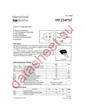 IRFZ34PBF datasheet  